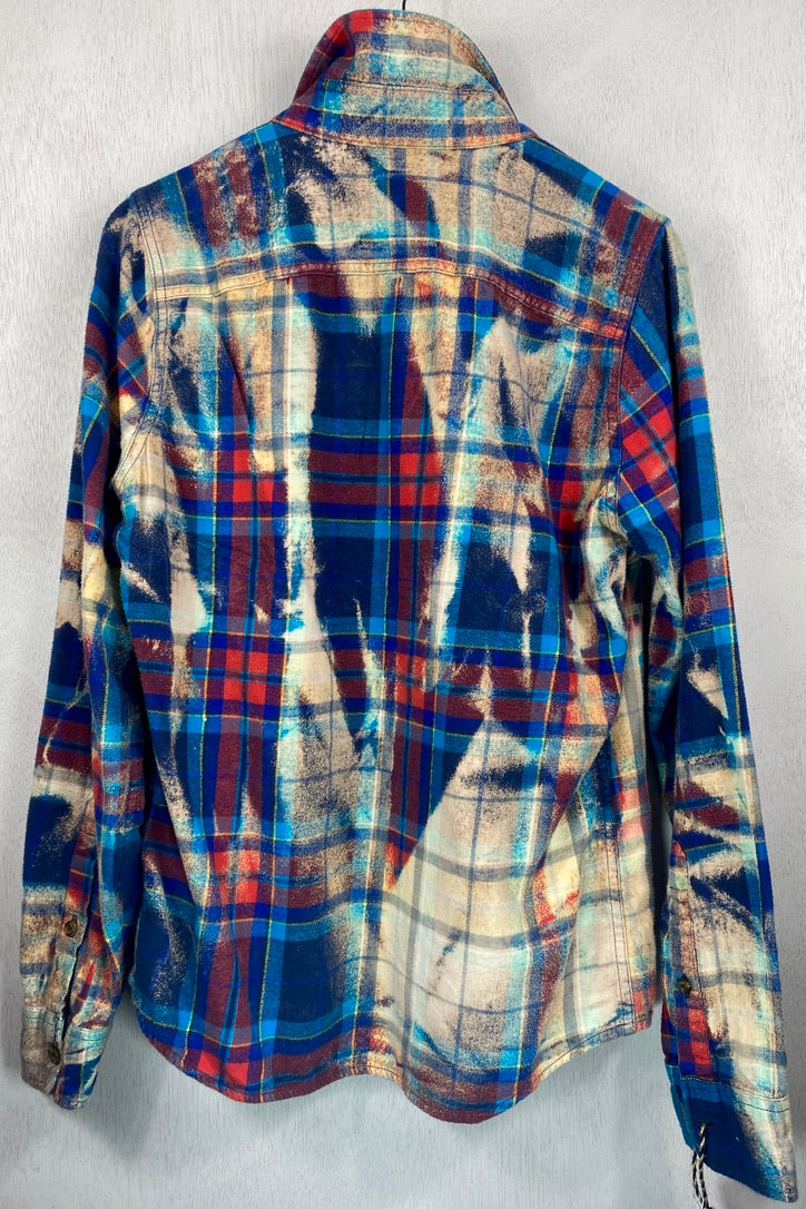 Vintage Royal Blue, Red and Cream Flannel Size Small
