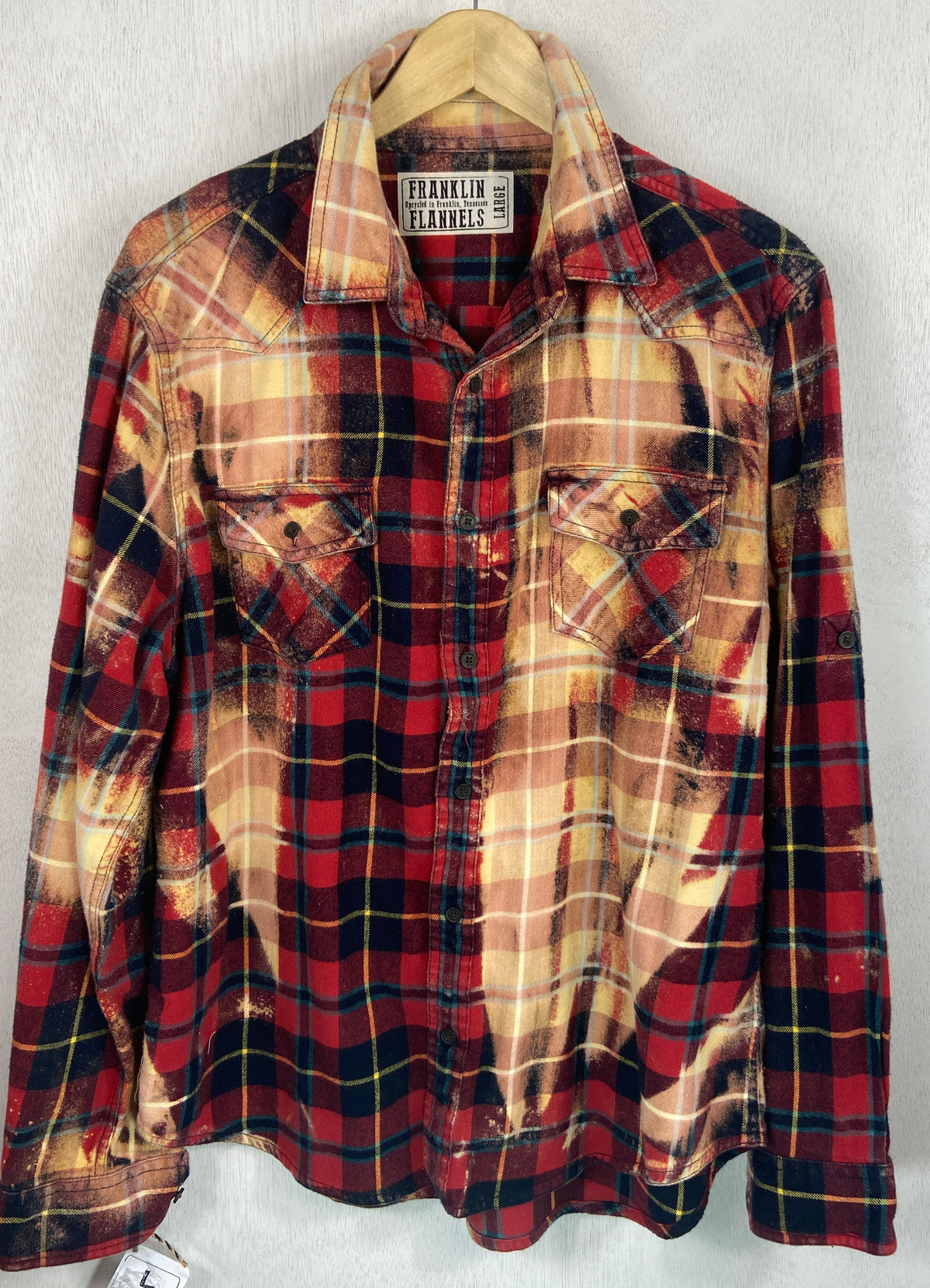 Vintage Red, Black, Blue and Gold Flannel Size Large