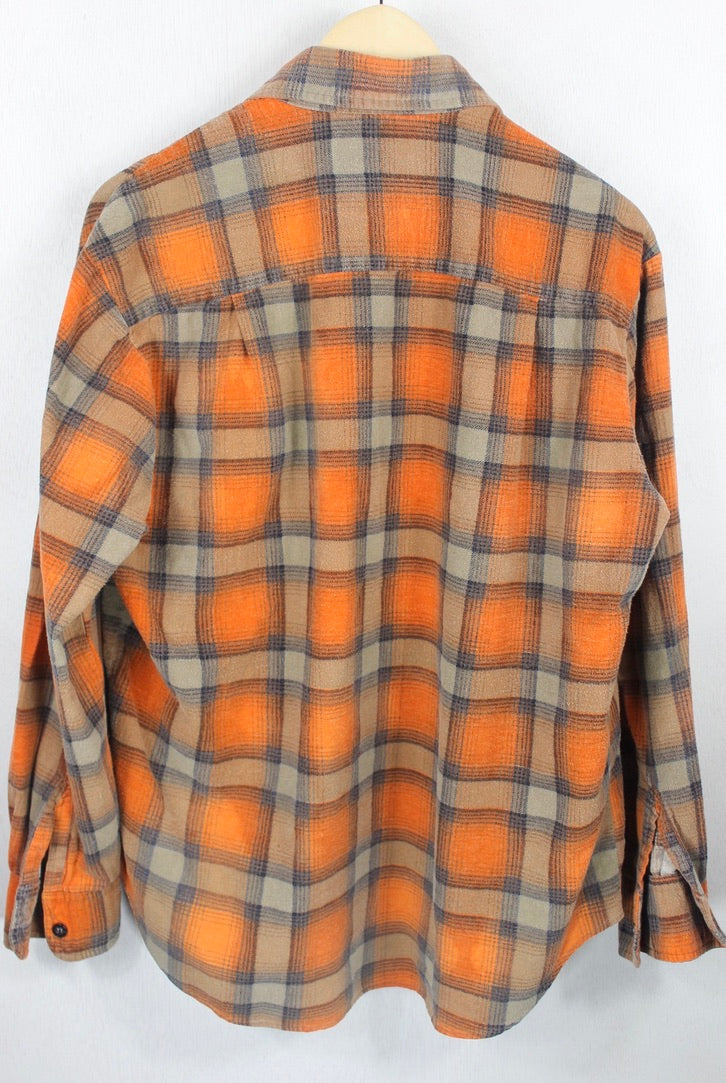 Vintage Retro Orange and Brown Flannel Size Medium