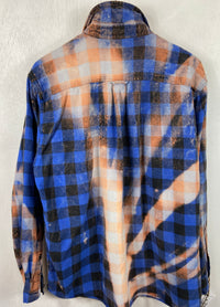Vintage Royal Blue, Black and Rust Flannel Size Large