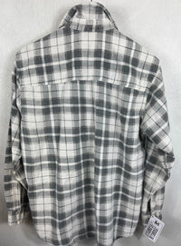 Vintage Western Style Light Grey, Charcoal and White Flannel Size Medium