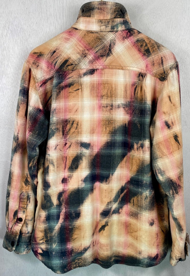Vintage Teal, Pink and Grey Flannel Jacket Size Medium