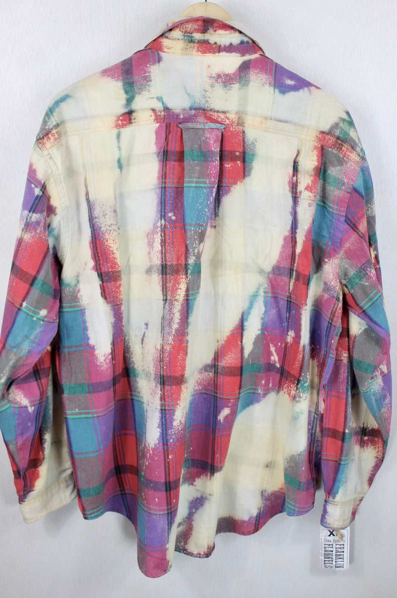 Vintage Teal, Purple, Cream and Red Flannel Size XL