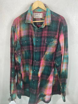 Vintage Teal, Burgundy and Pink Flannel Size XL