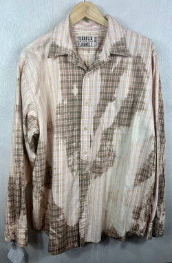 Vintage Khaki, White and Pink Lightweight Cotton Size XL