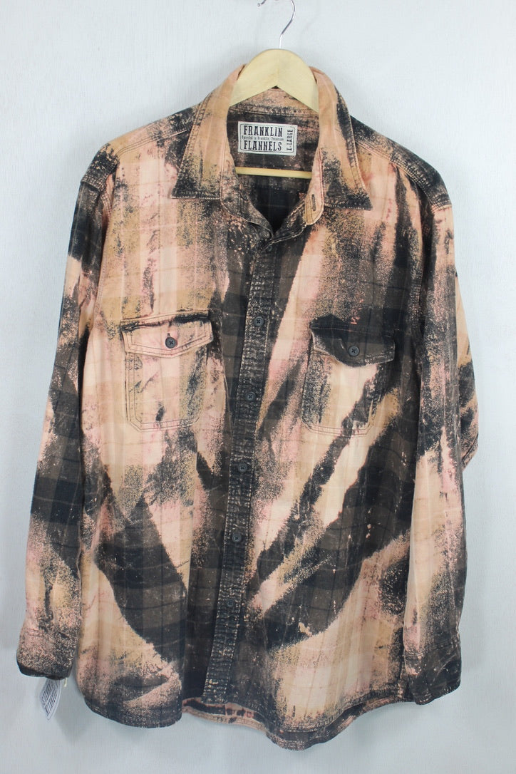Vintage Chocolate Brown, Black and Peach Flannel Size XL