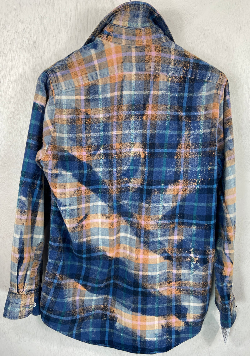 Vintage Blue, Rust and White Flannel Size Small