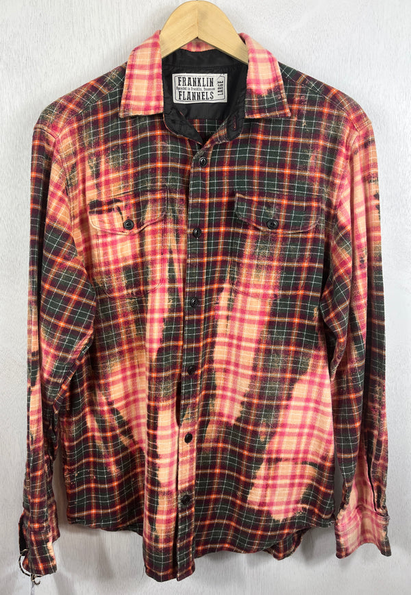 Vintage Green, Pink and Magenta Flannel Size Large