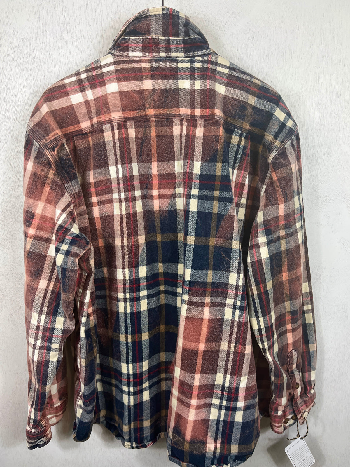 Vintage Navy Blue, Dusty Rose and White Flannel Jacket Size XXL