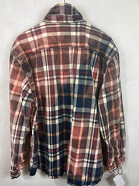 Vintage Navy Blue, Dusty Rose and White Flannel Jacket Size XXL