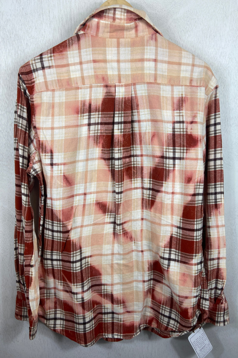 Vintage Red, Cream and Peach Flannel Size Medium