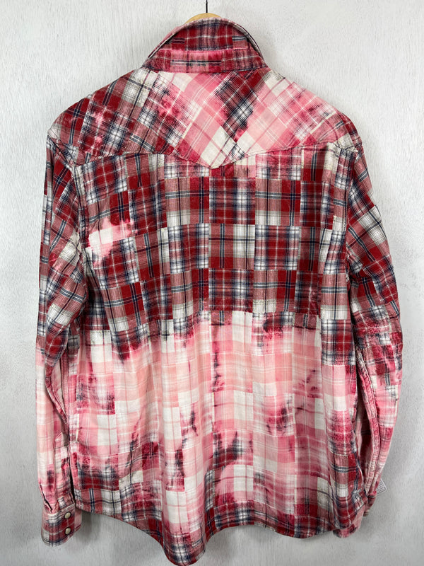 Vintage Western Style Red, Pink, Blue and White Flannel Size Large