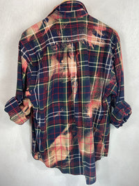 Vintage Navy Blue, Green and Pink Lightweight Cotton Size Large