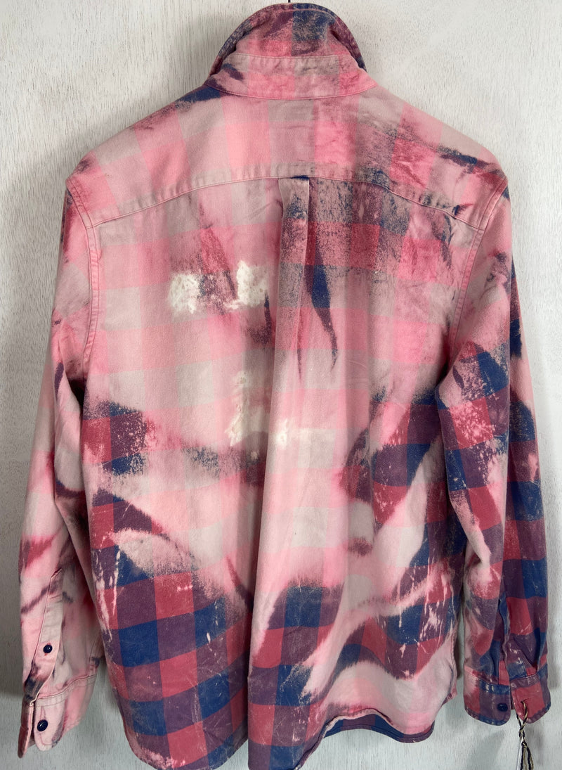 Vintage Pink and Blue Flannel Size Large