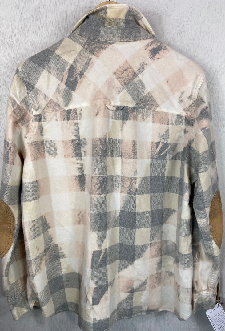 Vintage Grey, Cream and Pink Flannel Size Medium