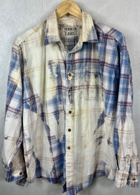 Vintage Light Blue, Pale Yellow, Red and White Flannel Size XL
