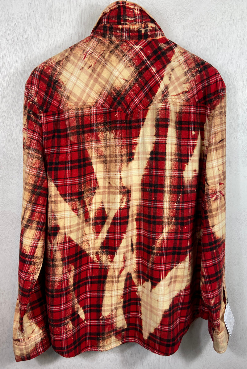 Vintage Western Style Red, Black and Light Gold Flannel Size Large
