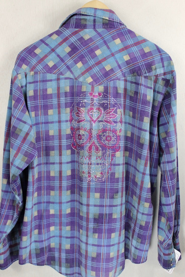 Fanciful Western Style Flannel with Sugar Skull Size Large