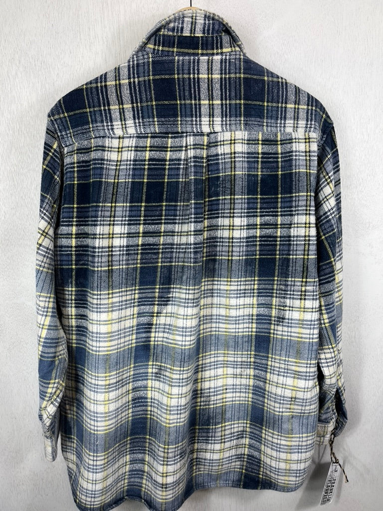 Vintage Navy, White and Yellow Flannel Size Large