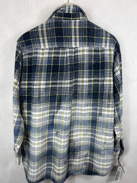 Vintage Navy, White and Yellow Flannel Size Large