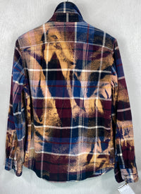 Vintage Navy Blue, Burgunday and Gold Flannel Size Small