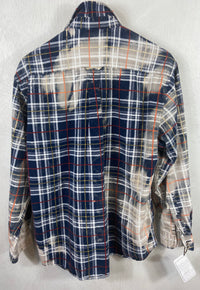 Vintage Navy Blue, Red and White Flannel Size Large