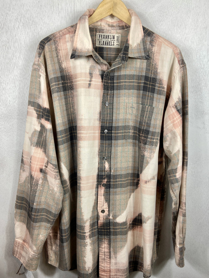 Vintage Grey, Camel and Pink Flannel Size XL