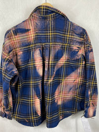 Vintage Royal Blue, Yellow and Pink Flannel Size Small