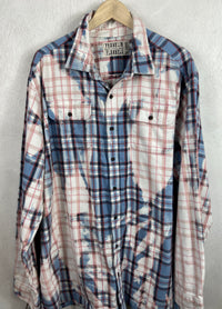 Vintage Light Blue, White and Pink Flannel Size XXL Tall