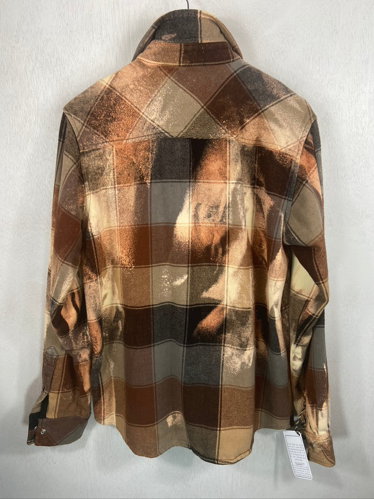Vintage Brown, Gold and Beige Shacket Flannel Size Medium