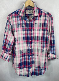 Vintage Navy Blue, Pink, Cherry Red and White Lightweight Cotton Size Medium