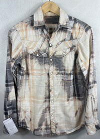 Vintage Western Style Cream and Grey Flannel Size Small