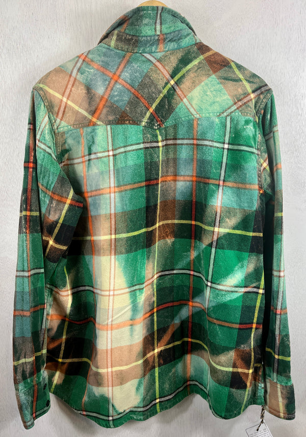 Vintage Green, Orange, Cream and Black Flannel Size Medium