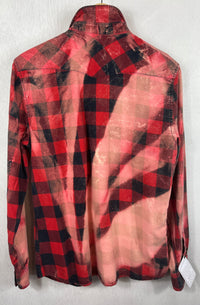 Vintage Western Style Red, Pink and Navy Flannel Size Medium