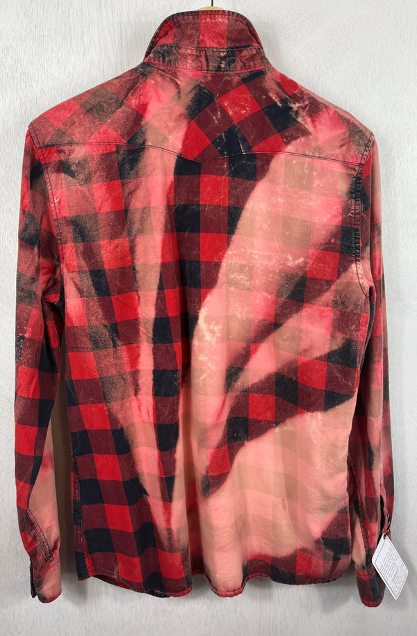 Vintage Western Style Red, Pink and Navy Flannel Size Medium
