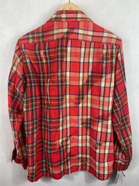 Vintage Red, Cream, Blue and Yellow Lightweight Cotton Size Medium