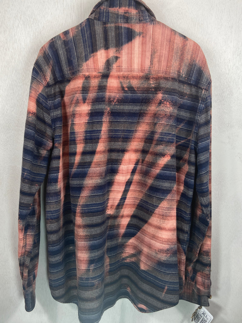 Vintage Navy Blue, Grey and Dusty Rose Flannel Size XL
