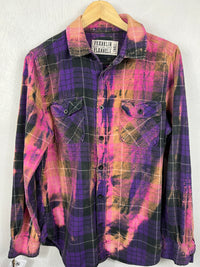 Vintage Purple, Pink, Black and Gold Flannel Size Small