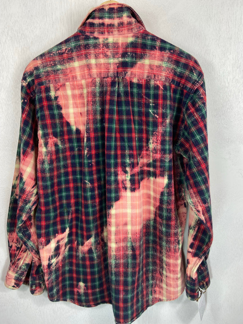Vintage Navy, Dark Green, Red and Pink Flannel Size Large