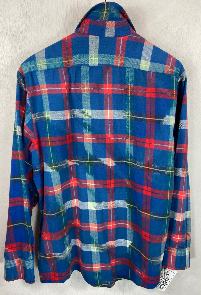 Vintage Royal Blue, Red and White Flannel Size Large