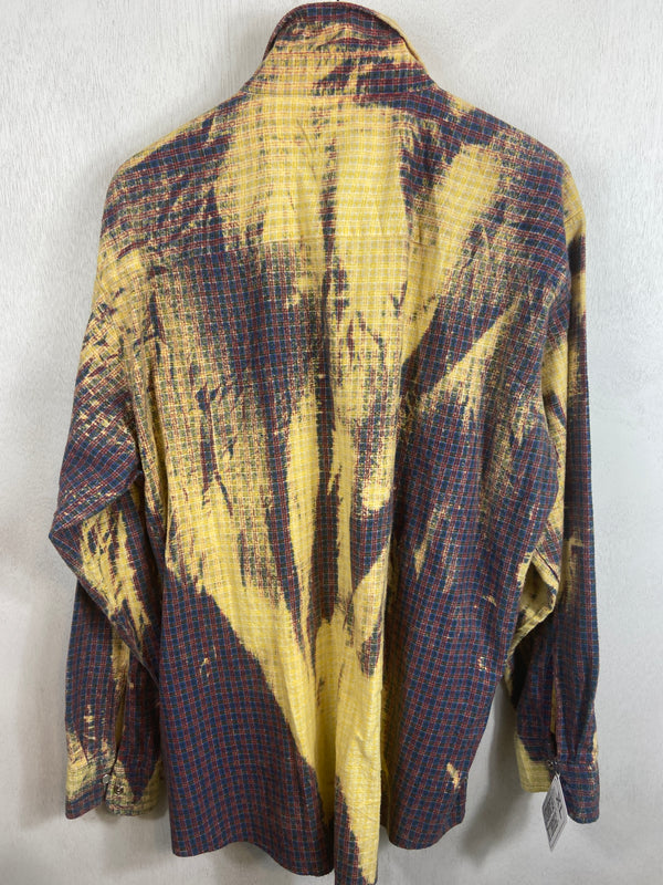 Vintage Western Style Navy, Red and Yellow Flannel Size XL