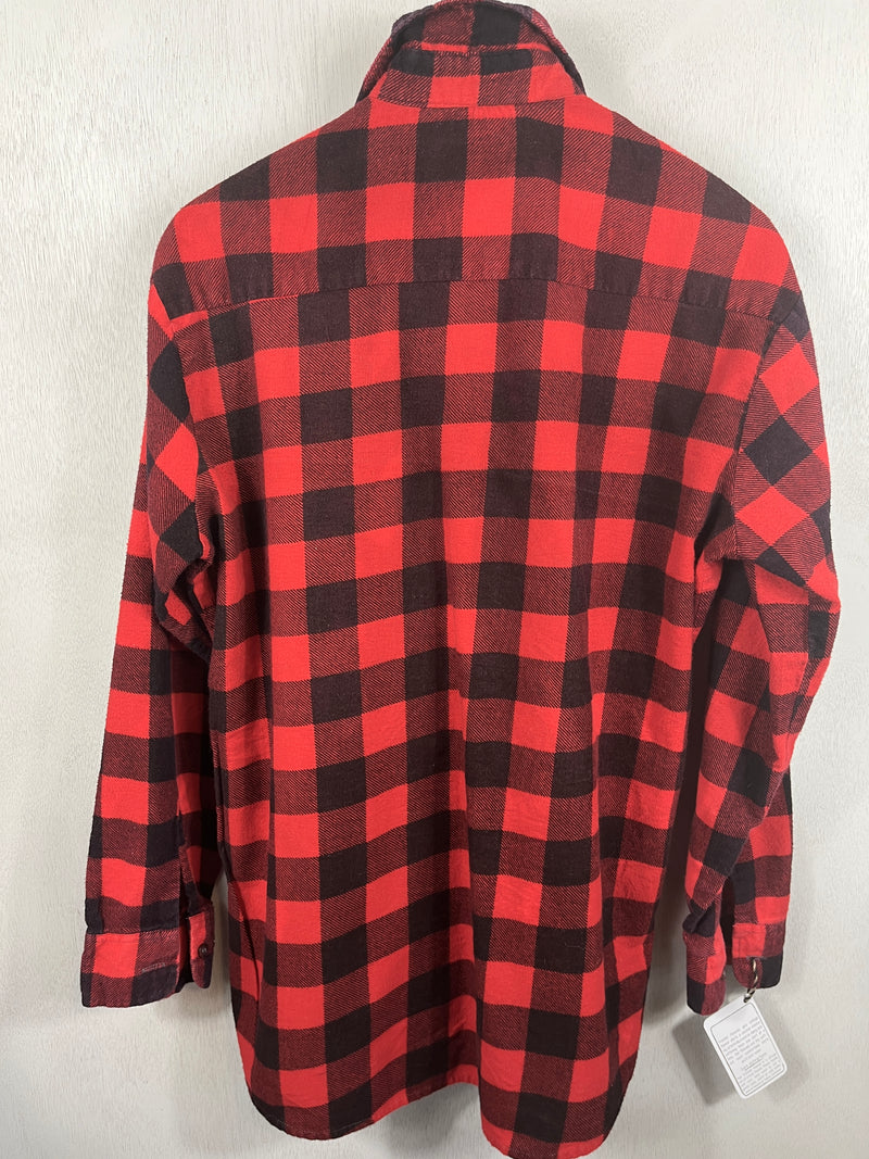 Vintage Retro Black and Red Buffalo Check Flannel Size Large