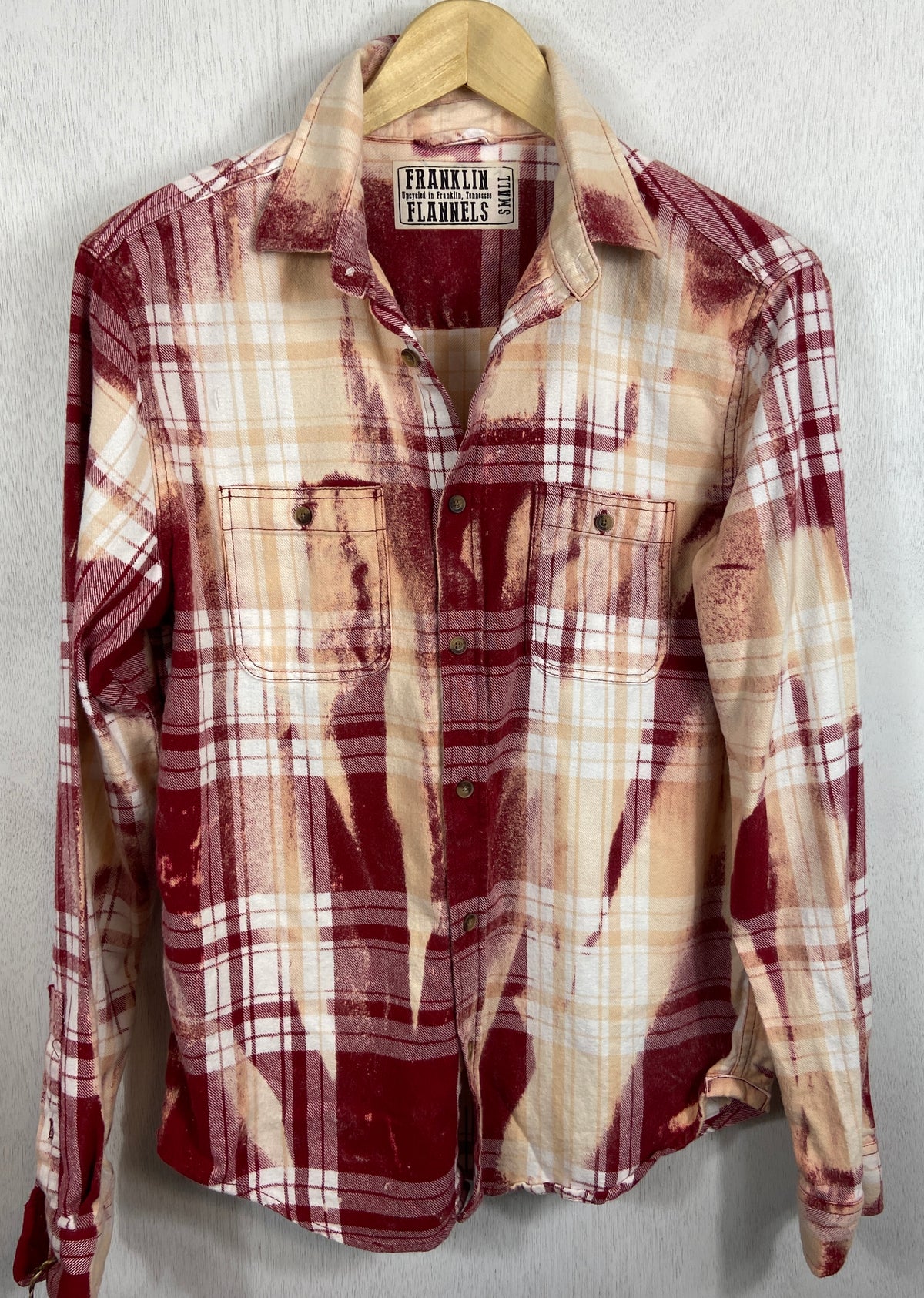 Vintage Red, Cream and White Flannel Size Small