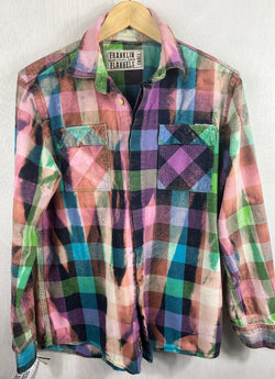 Vintage Pink, Lavender, Green and Black Flannel Size Small