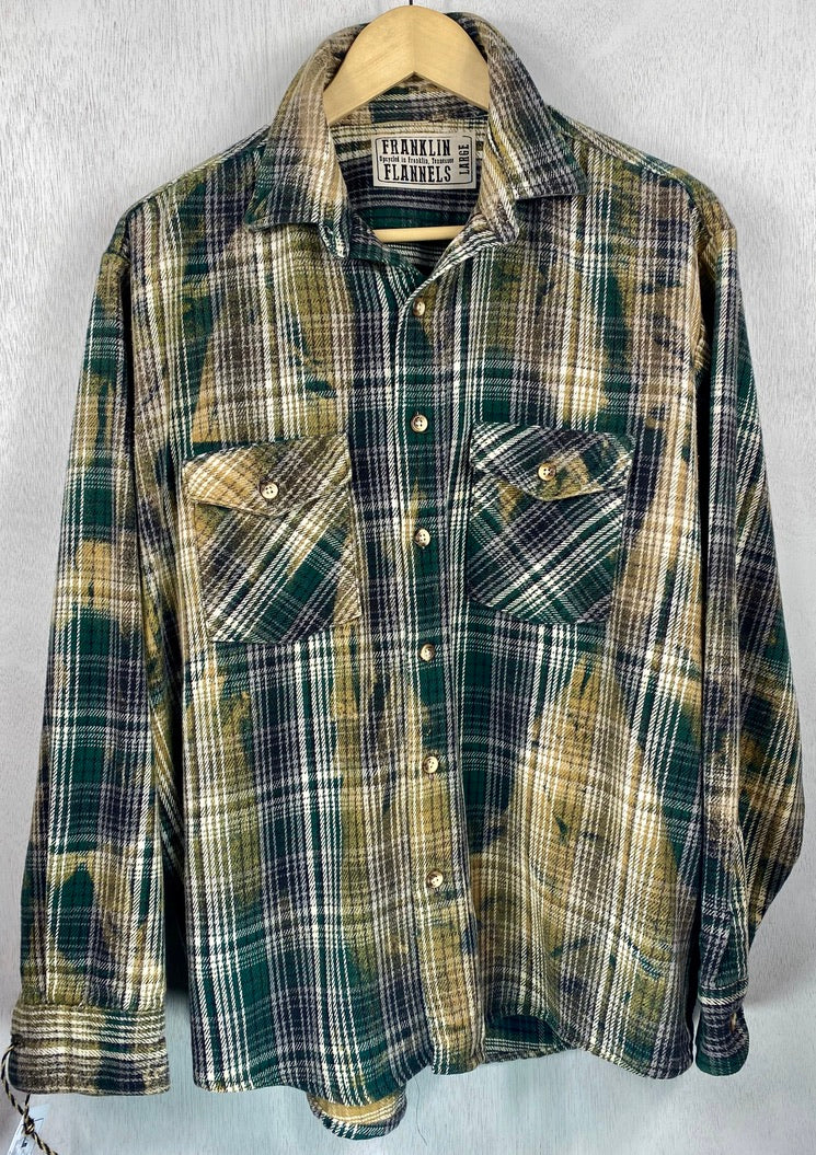 Vintage Dark Green, Mustard and White Flannel Size Large