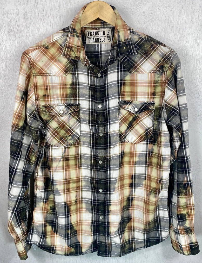 Vintage Western Style Black, Grey, White and Yellow Lightweight Cotton Size Medium