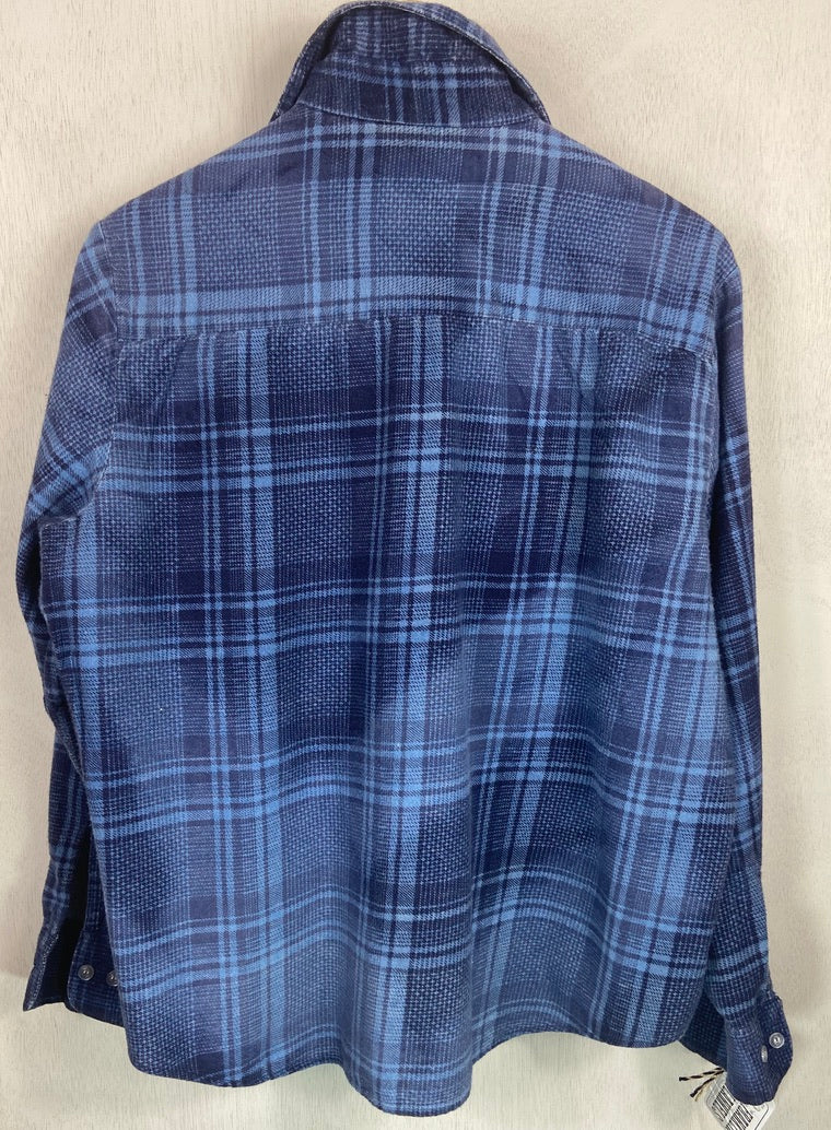 Vintage Navy and Denim Blue Flannel Size Small