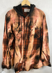 Vintage Rust, Peach and Black Flannel Hoodie Size XL