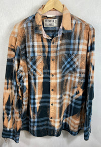 Vintage Navy Blue, White and Rust Flannel Size XL
