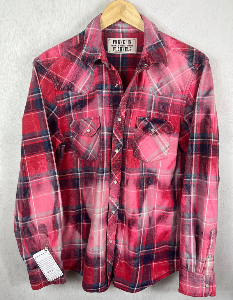 Vintage Western Style Pink, Red and Navy Blue Flannel Size Small